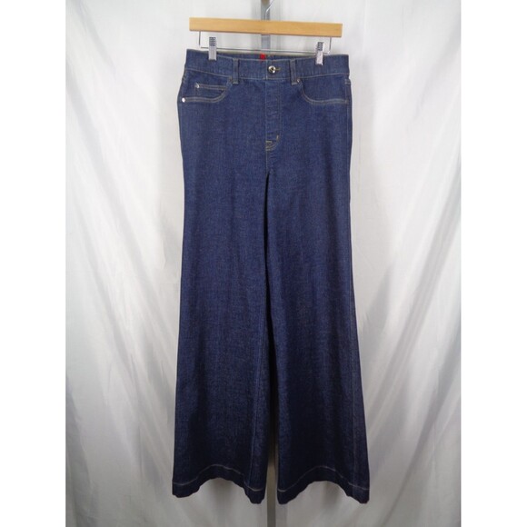 Spanx Wide Leg Pull On Jeans Size Large Tall Raw Indigo 20547T - Picture 5 of 12